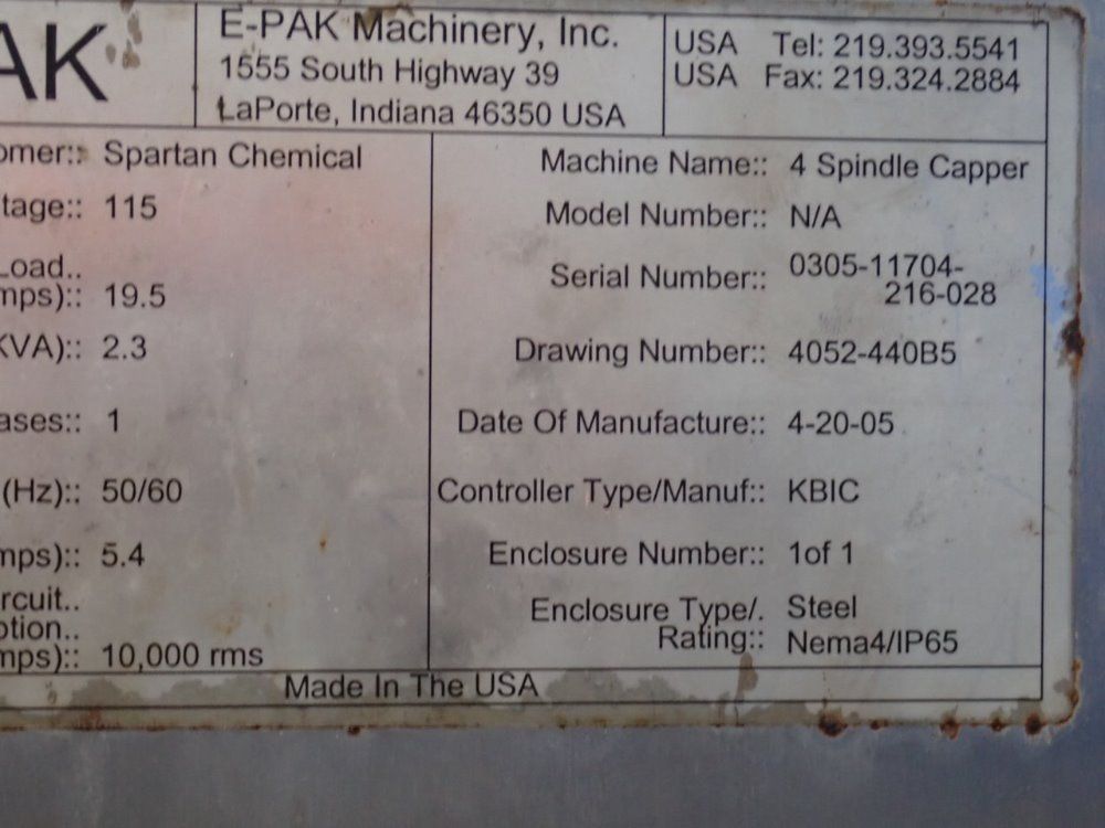 E-pak 4 Spindle Capper