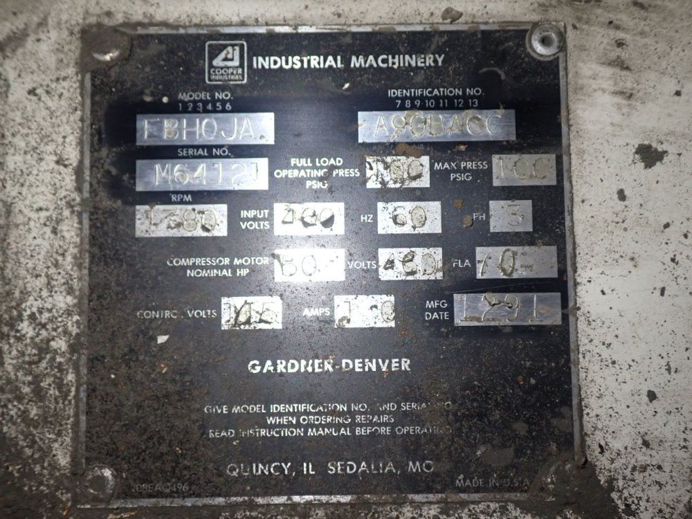 Gardner-denver 50 Hp Ebhja Air Compressor - Ebhoja