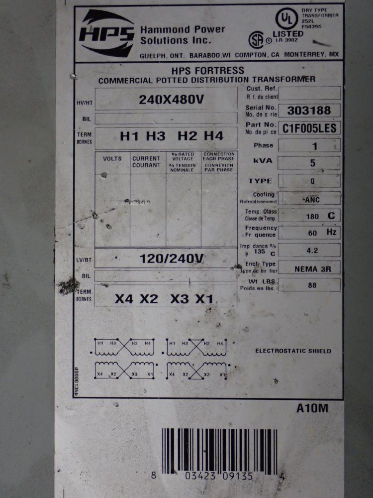 Hammond Power Solutions Transformer