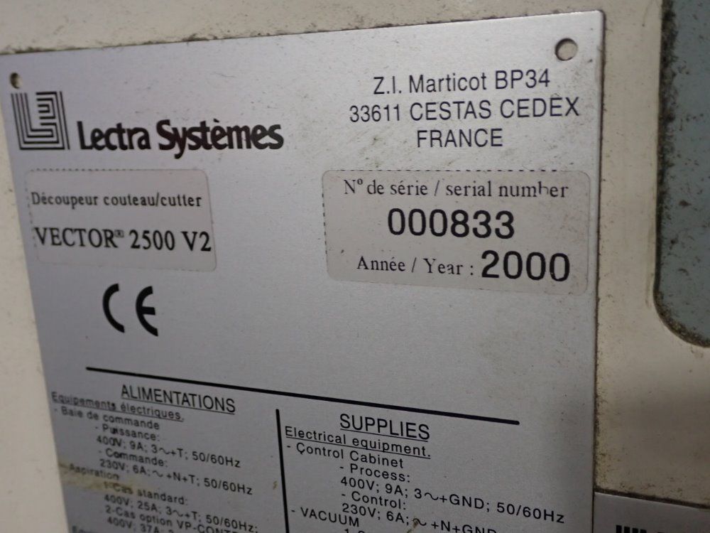 Lectra Vector 2500 V2 Cutting Table - Vector 2500 V2