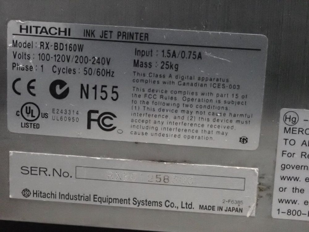 Hitachi Ink Jet Printer - Rx-bd160w