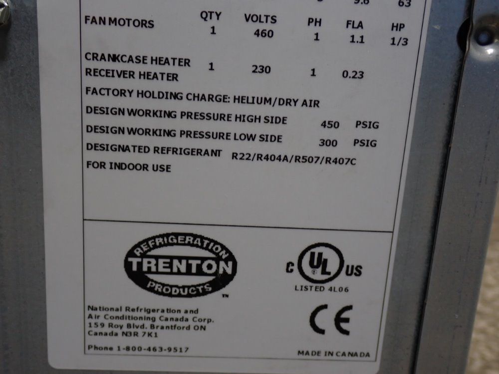 Trenton Refrigeration Products 1/3 Hp Condensing Unit - Teza050h8-it4b-4753