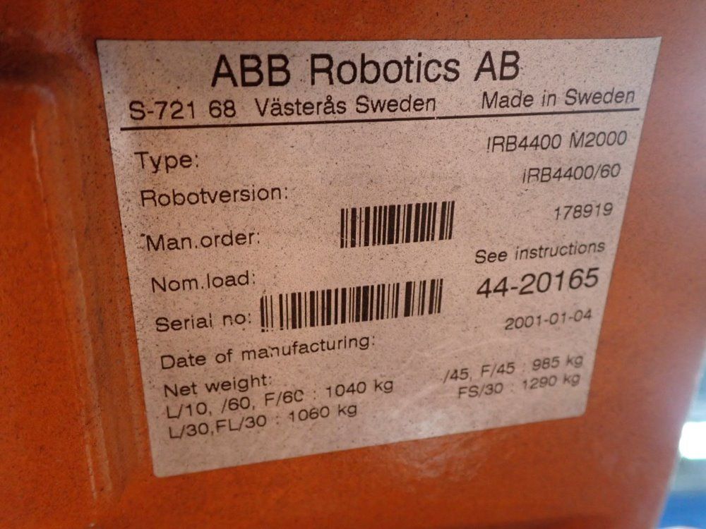 Abb Irb4400 M2000 Robot - Irb4400 M2000