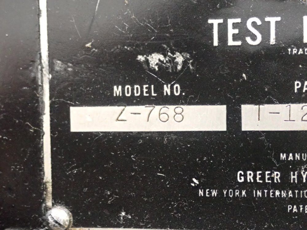 Greer Hydraulics Z-768 Test Machine - Z-768