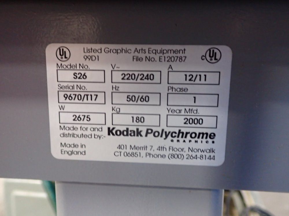 Kodak Polychrome Plate Processor - S-26
