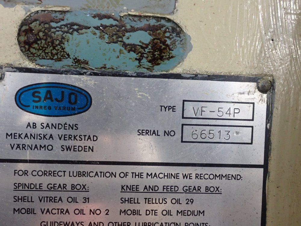 Sajo 11" X 52" Vertical Mill - Vf-54p