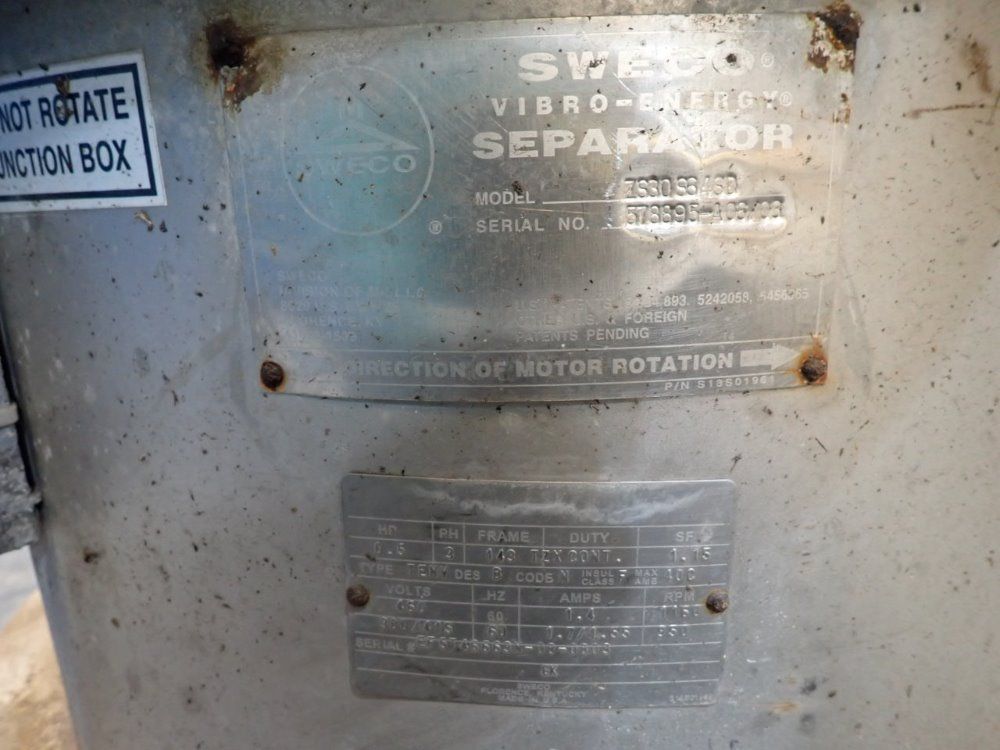 Sweco 0.5hp/1.4a Screener Unit/parts - 25305645d