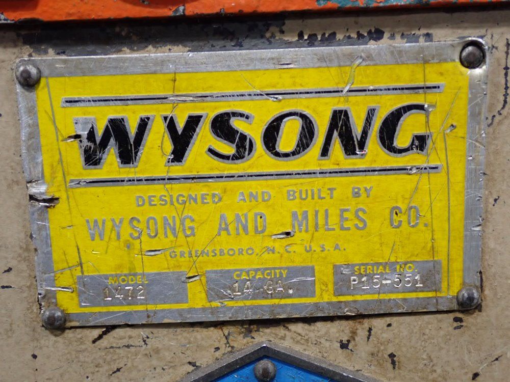 Wysong 14 Ga X 72" 1472 Shear - 1472