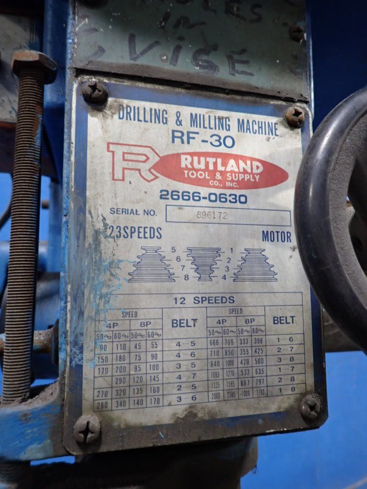 Rutland 23 1/2" X 9" Rf-30 Vertical Mill - Rf-30