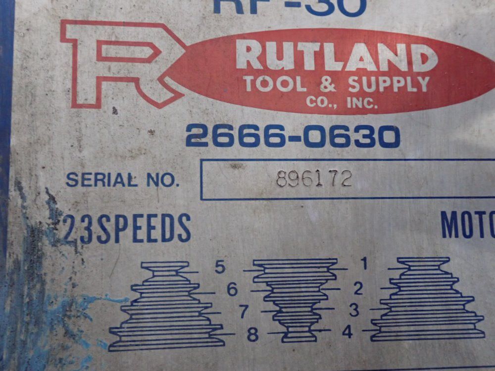 Rutland 23 1/2" X 9" Rf-30 Vertical Mill - Rf-30