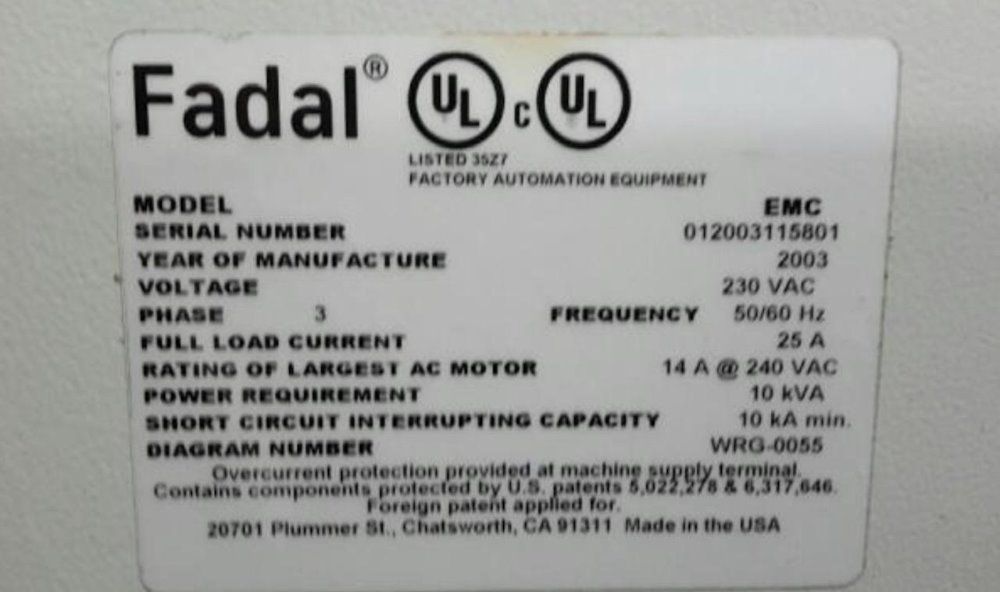 Fadal 30" X 16" Emc Cnc Vertical Machining Center - Emc