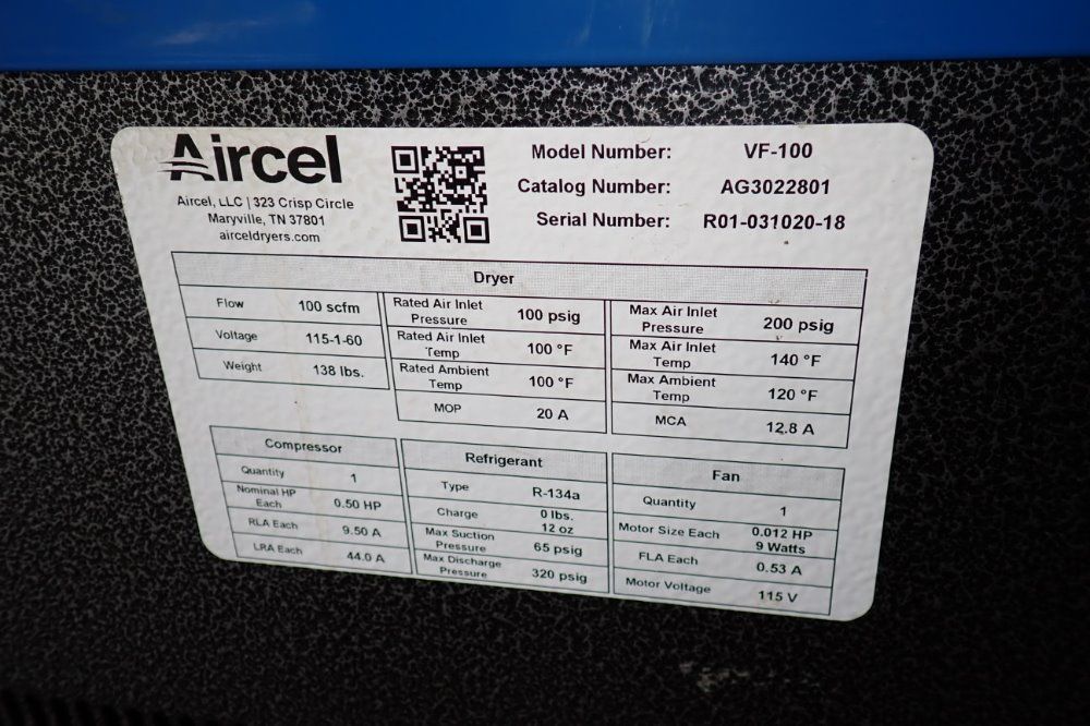 Aircel 100 Scfm Vf-100 Air Dryer - Vf-100