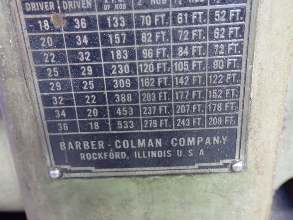 Barber Colman No. 3 Gear Hobbing Machine - No. 3