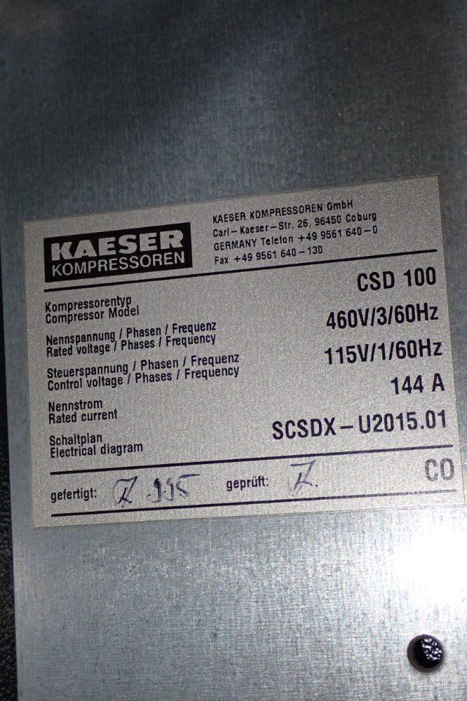 Kaeser 100 Hp Csd100 Air Compressor - Csd100