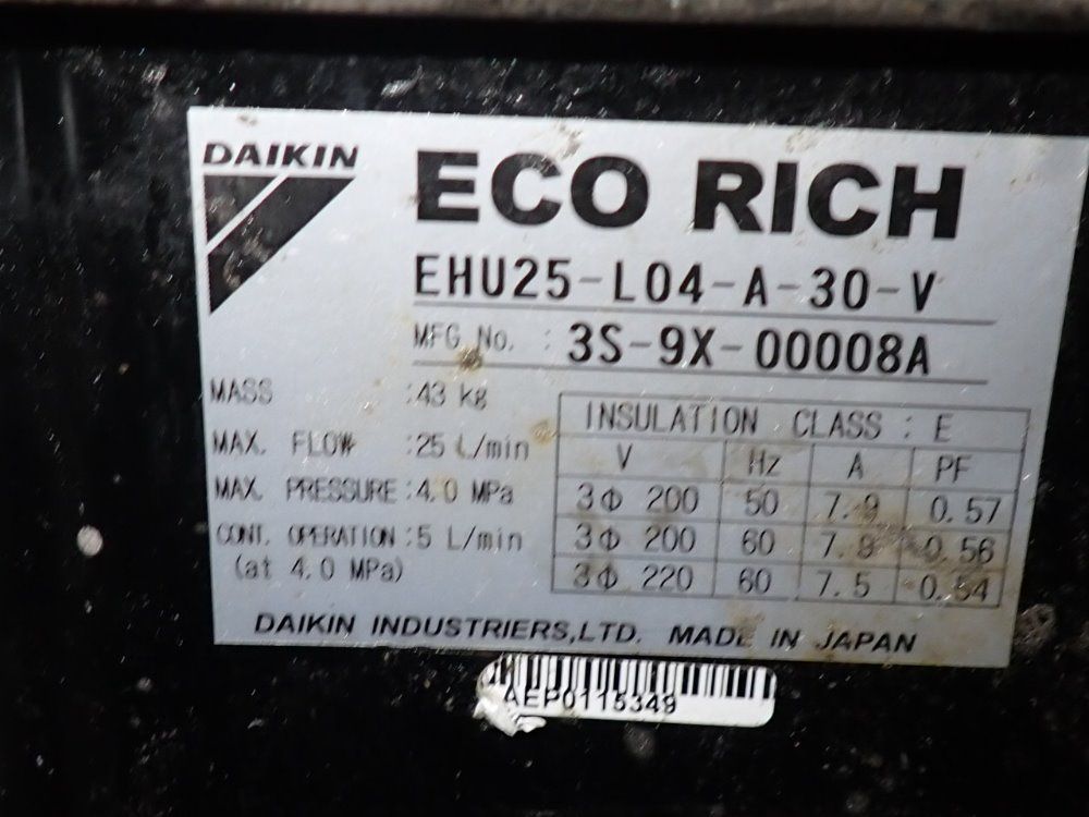 Daikin Ehu25-l04-a-30-v Hydraulic Unit - Ehu25-l04-a-30-v