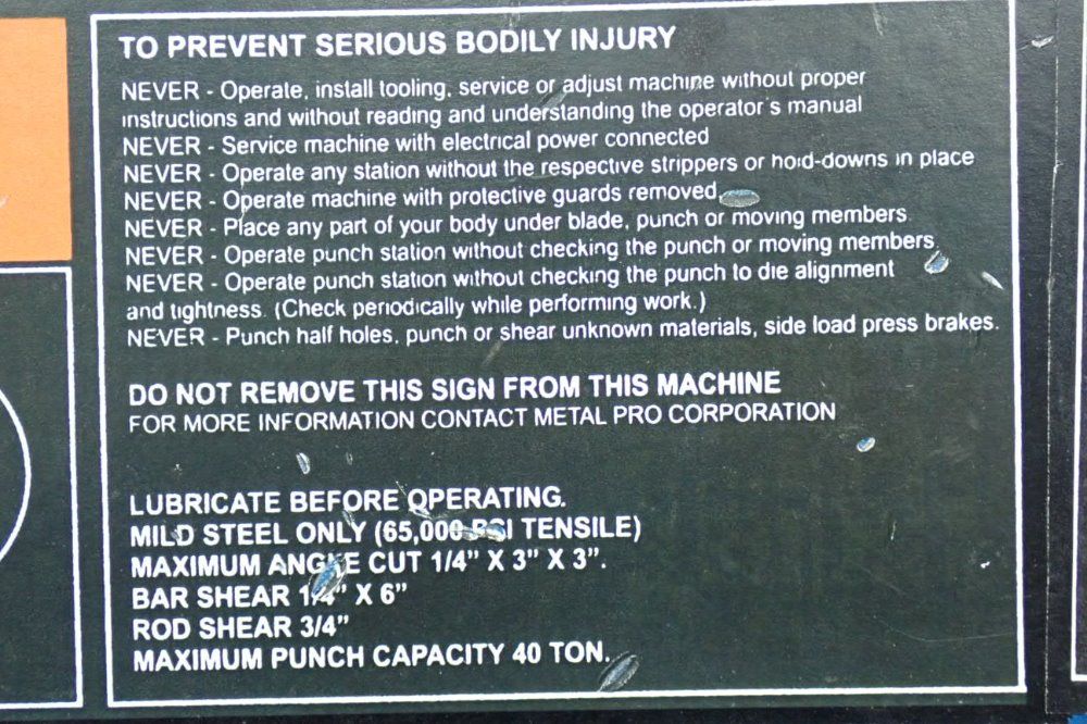 Metal Pro 40 Ton Iron Worker - Metal Pro/mp4000