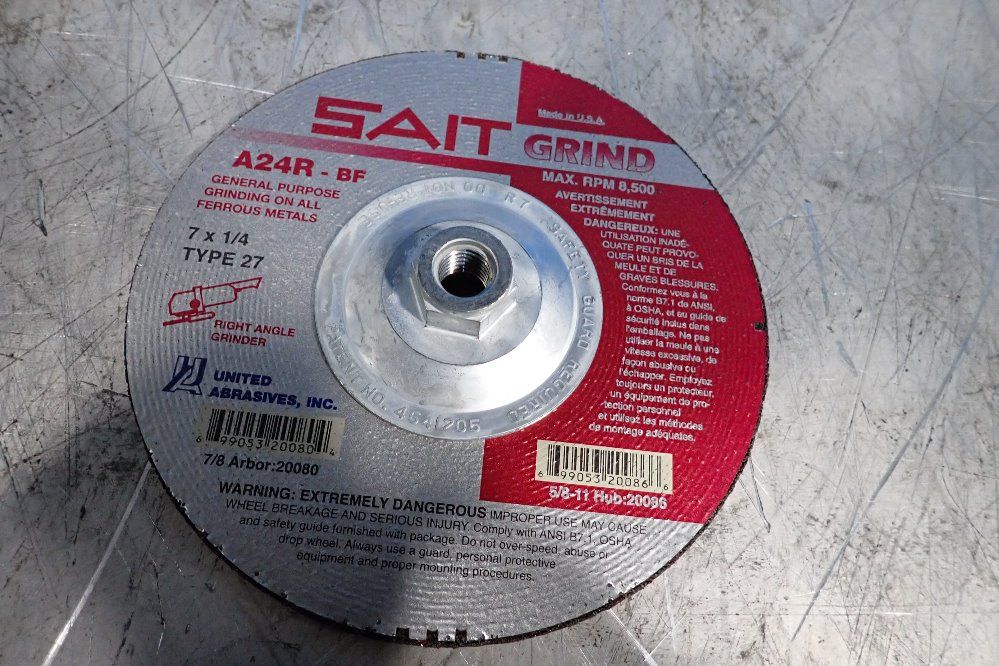 United Abrasives 7x1/4" Grinding Wheel - A24r-bf