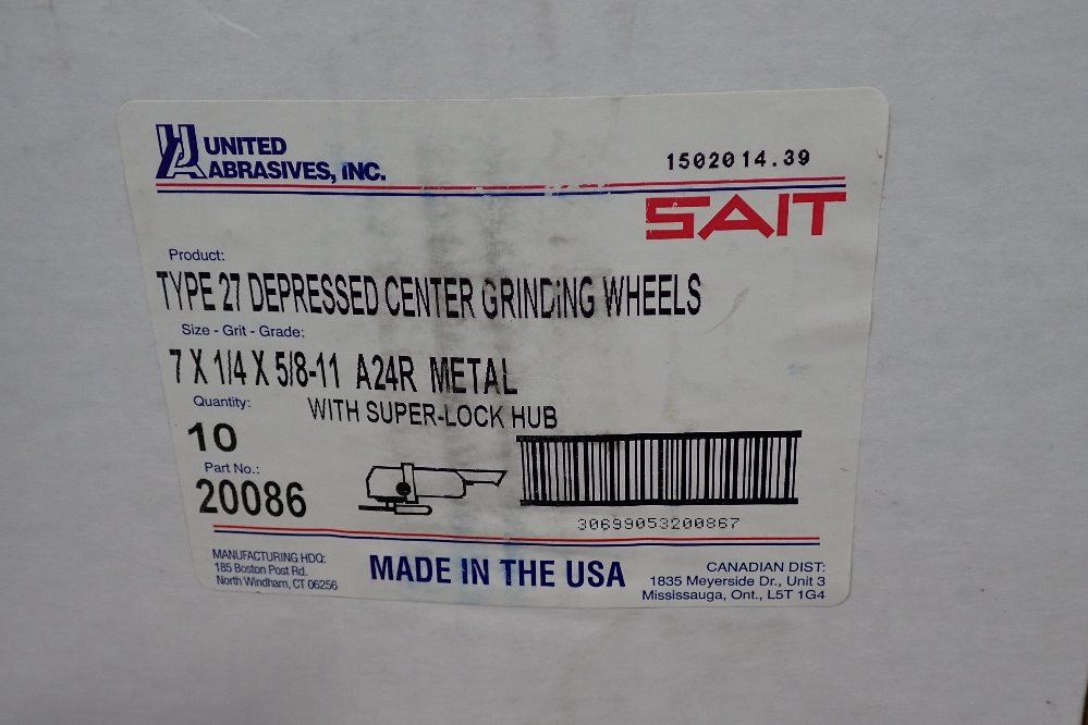 United Abrasives 7x1/4" Grinding Wheel - A24r-bf