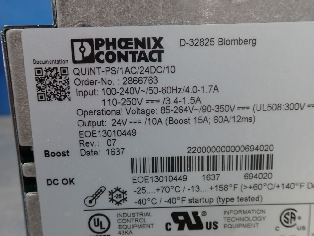 Phoenix Contact Power Supply Unit - Quint-ps/1ac/24dc/10