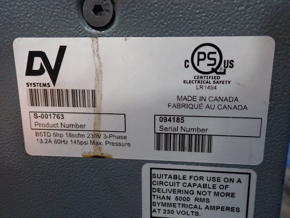 Dv Systems 5 Hp Air Compressor - B5td