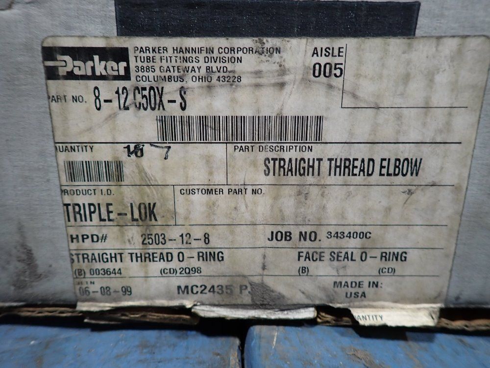 Parker Straight Thread Elbows - 8-12 C50x-s