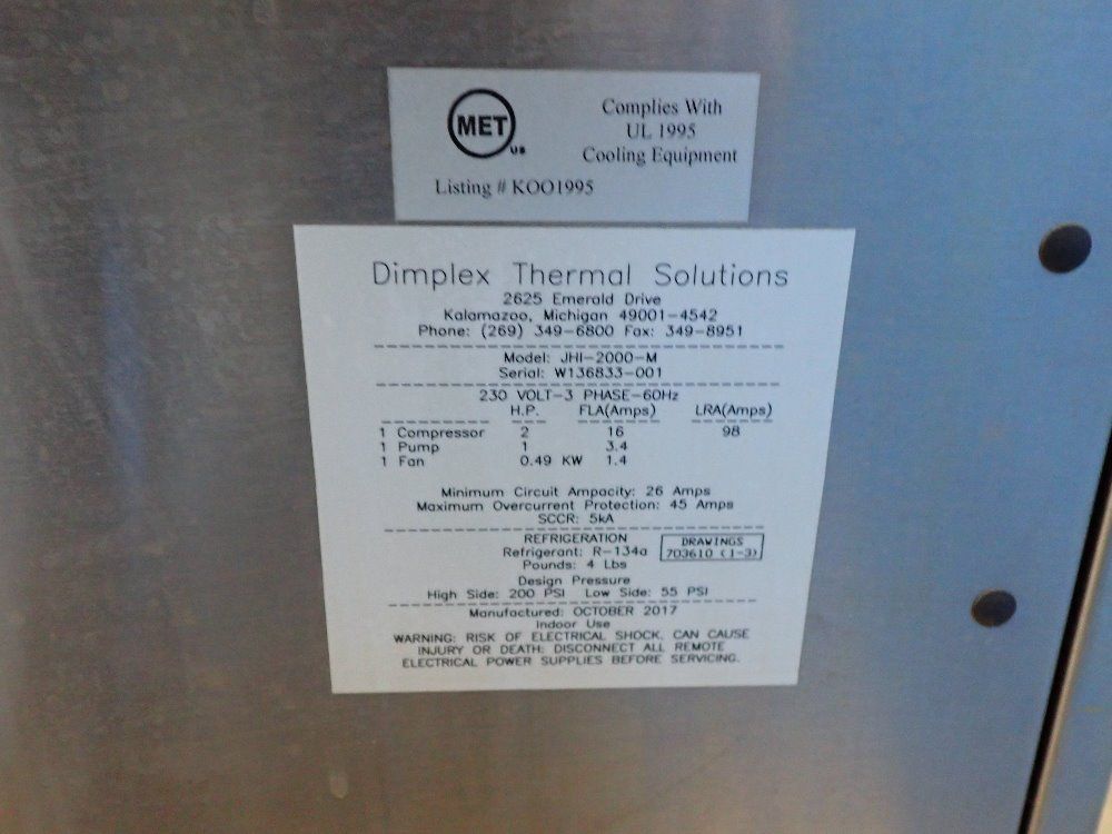 Dimplex Thermal Solutions 200 Psi Portable Chiller - Jhi-2000-m