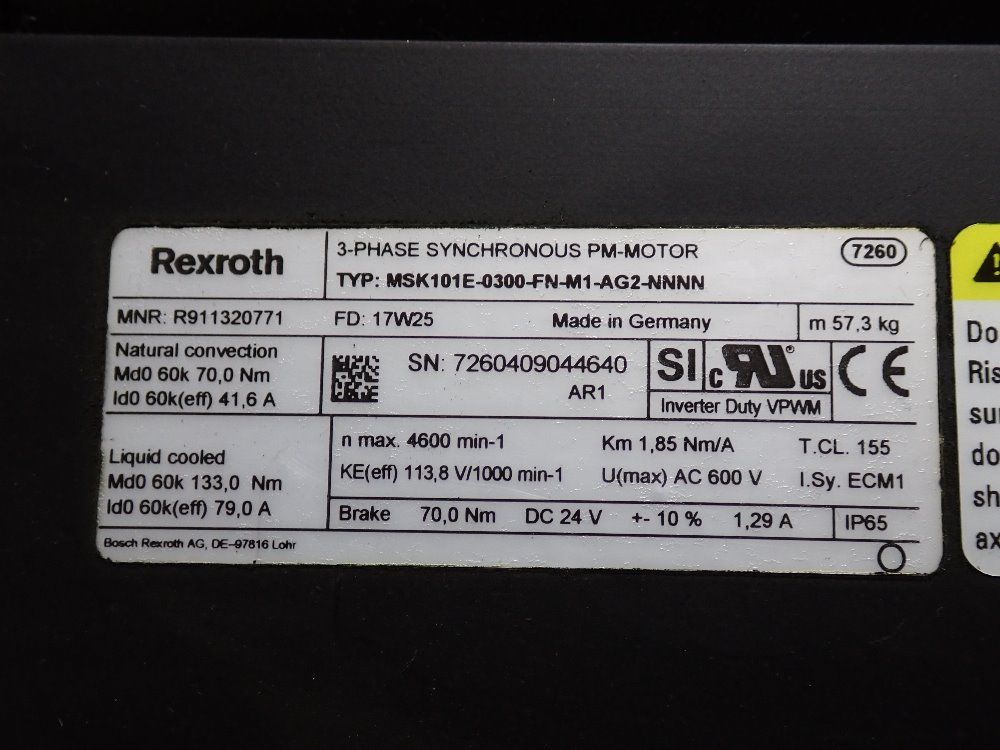 Rexroth Rexroth Msk101e0300fnm1ag2nnnn Synchronous Motor