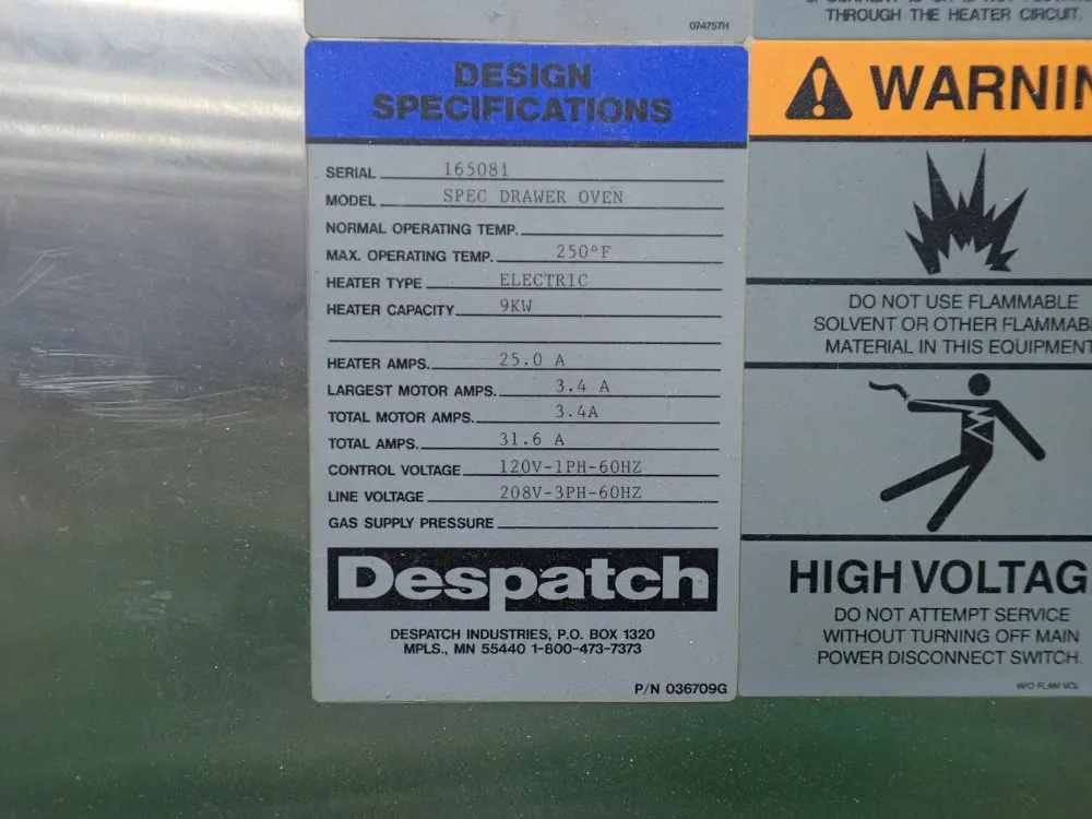 Despatch 6 Drawers Electric Drawer Oven - Spec Drawer Oven