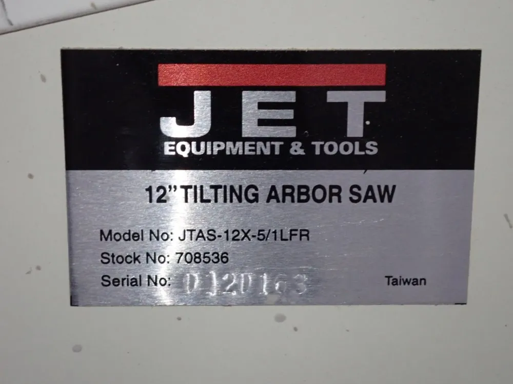 Jet 12" Table Saw - Jtas-12x-5/1lfr