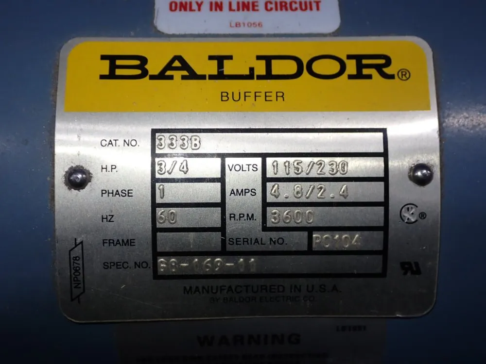 Baldor 3/4 Hp Pedestal Grinder/buffer - 333b