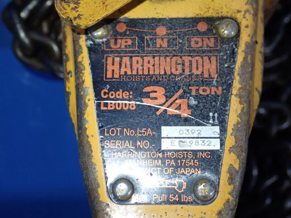 Harrington 3/4 Ton Chain Hoist