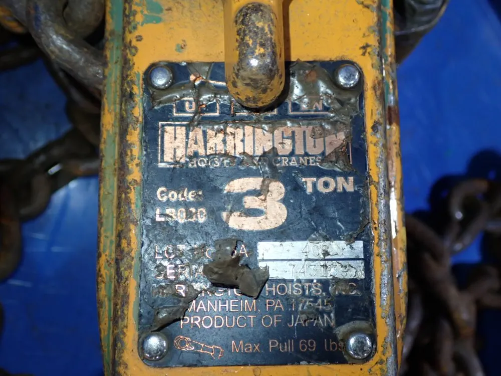 Harrington 3 Ton Chain Hoist