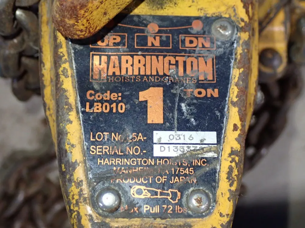 Harrington 1 Ton Chain Hoist - Lb010