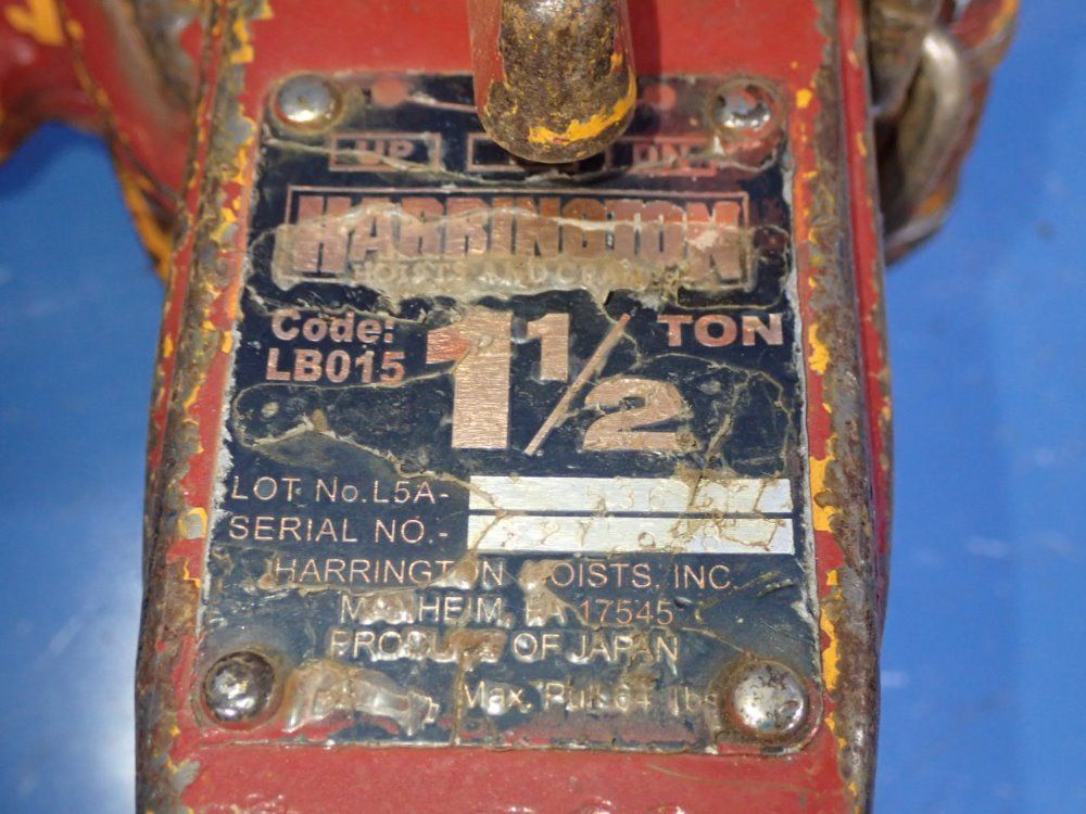 Harrington 1 1/2 Ton Chain Hoist - Lb015