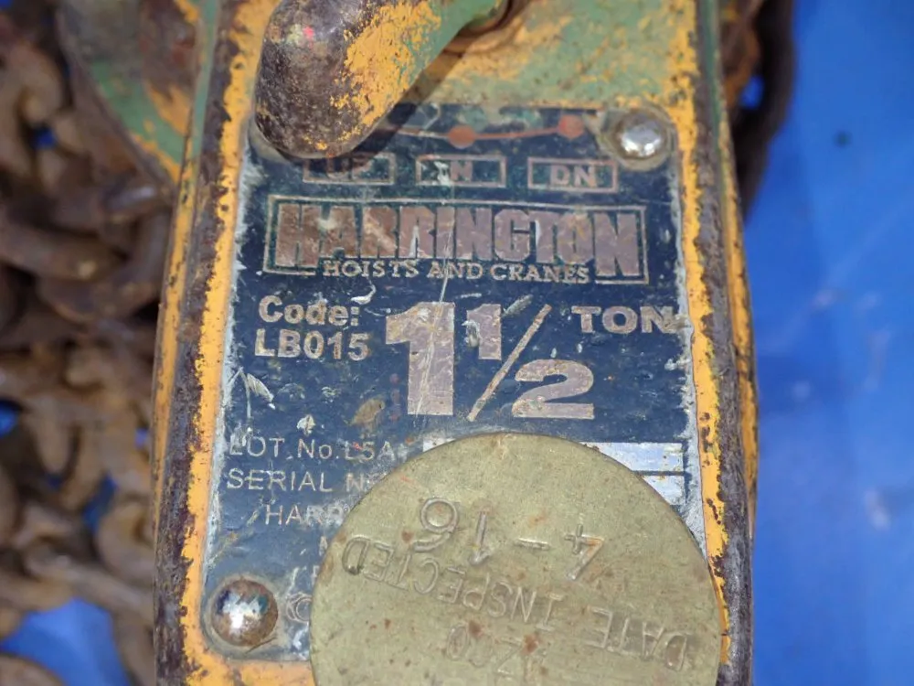 Harrington 1 1/2 Ton Chain Hoist - Lb015