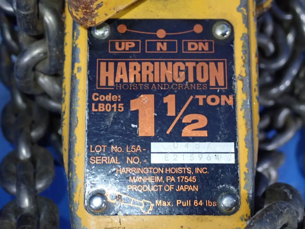 Harrington 1 1/2 Ton Chain Hoist - Lb015