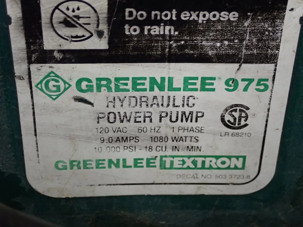 Greenlee Textron Hydraulic Power Pump - Greenlee 975