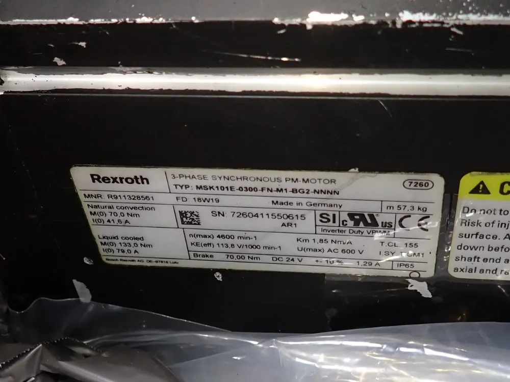 Rexroth Permanent Magnet Motor - Msk101e-0300-fn-m1-bg2-nnnn