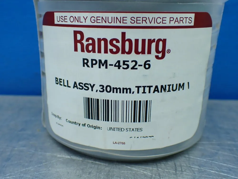 Ransburg 30mm Titanium Bell Cup Atomizer Assembly - Rpm-452-6