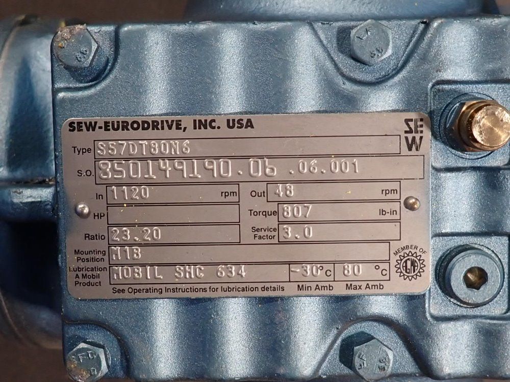 Sew Eurodrive .75 Hp Gear Drive - S57dt80n6