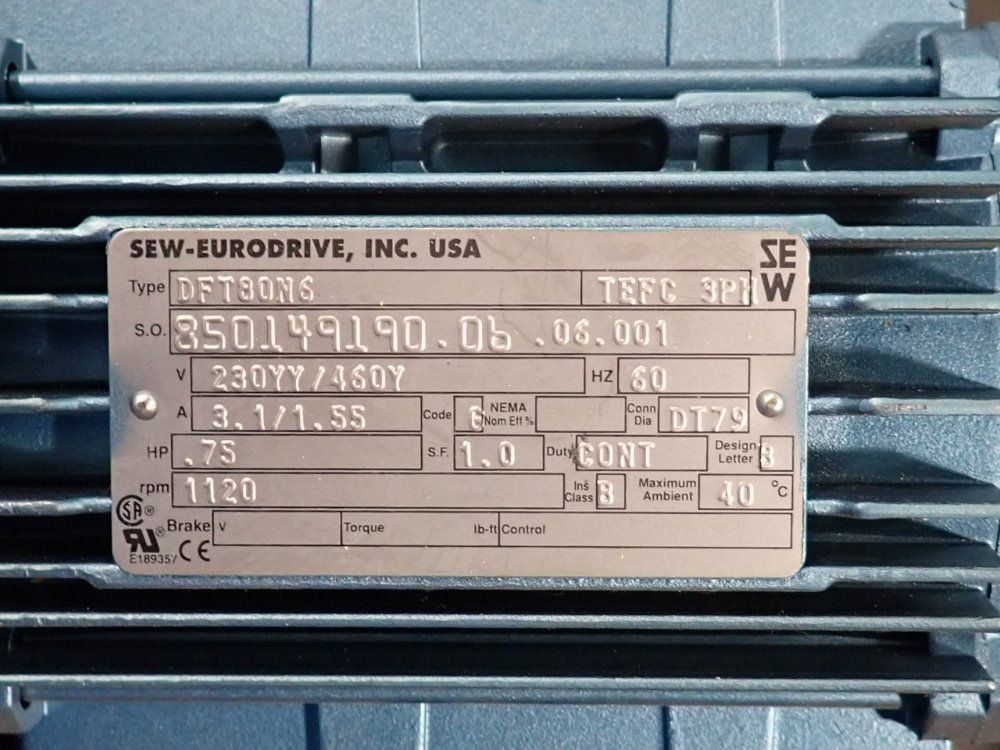 Sew Eurodrive .75 Hp Gear Drive - S57dt80n6