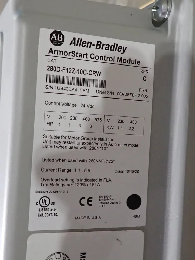 Allen Bradley Armorstart Control Module - 280d-f12z-10c-crw