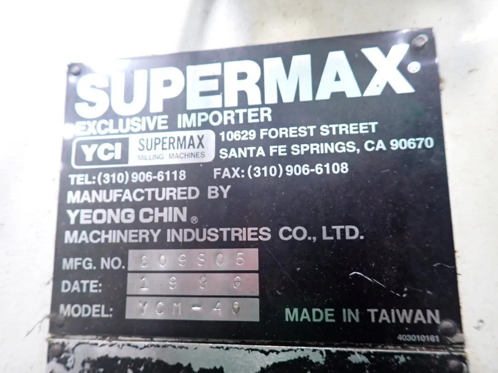 Yeong Chin Machinery Industries 1996 Super Max Ycm - 40 Cnc Vertical Mill - Ycm-40