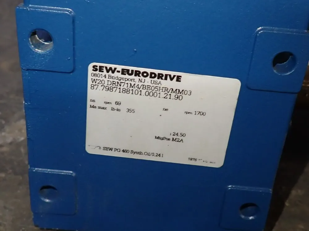Sew Eurodrive 0.50 Hp Gear Drive - W20drn71m4/be05hr/mm03