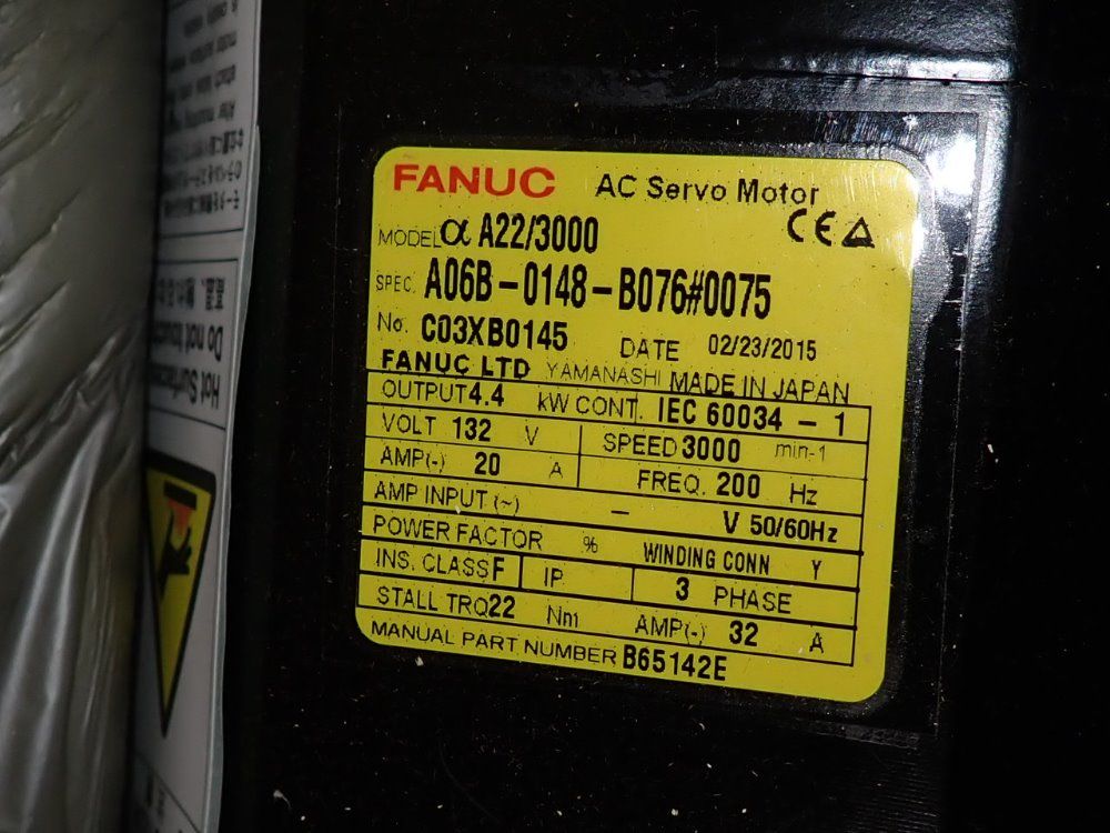 Fanuc 4.4 Kw Ac Servo Motor - A06b-0148-b076#0075