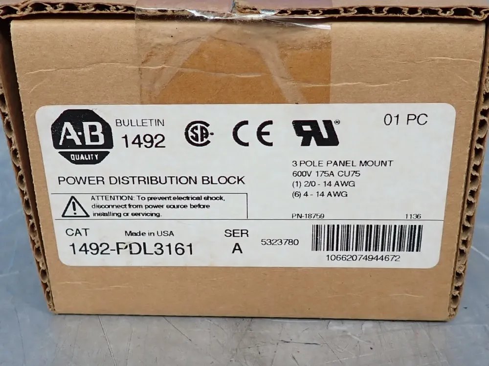 Allen Bradley Lot Of 2 Power Distribution Block - 1492-pdl3161