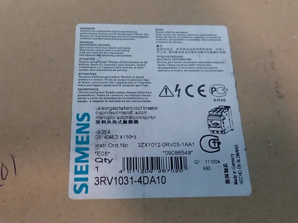Siemens Circuit Breaker - 3rv1031-4da10