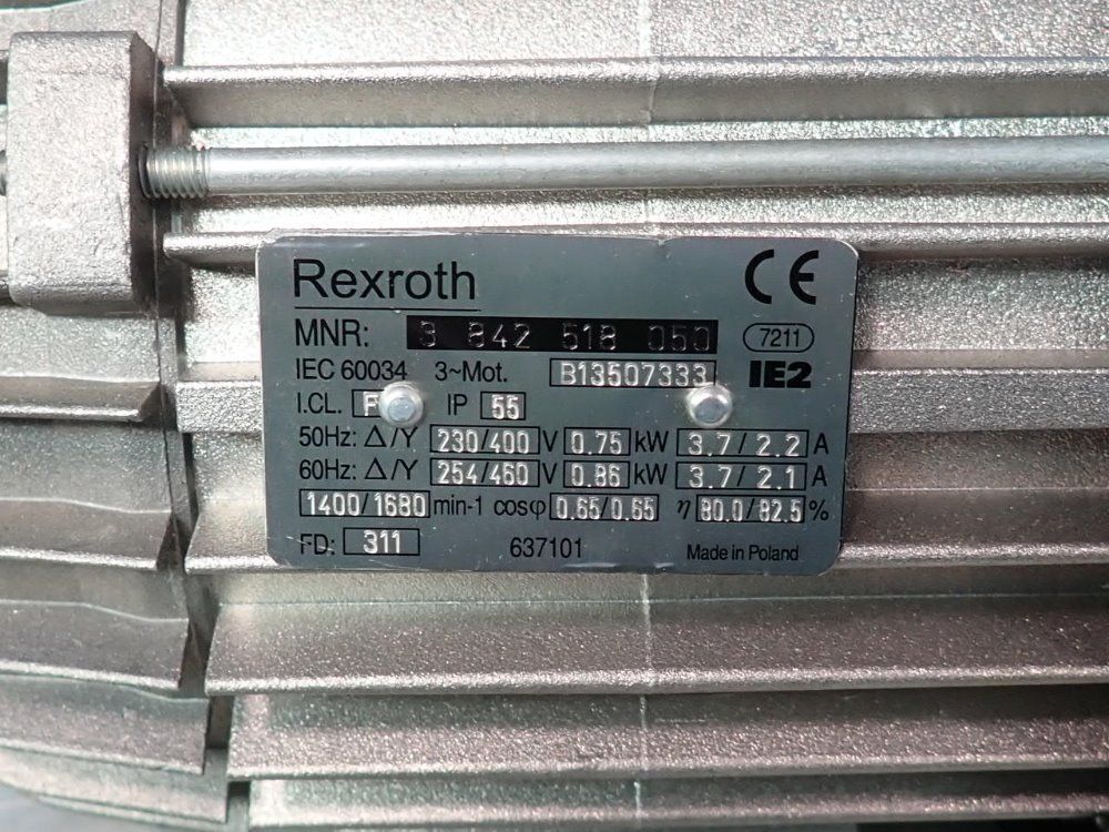 Rexroth 0.86 Kw Motor - 3842518050