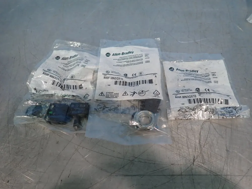 Allen Bradley Lot Of 3 Led Contact Modules W/latch - 800f-mn3gx10
