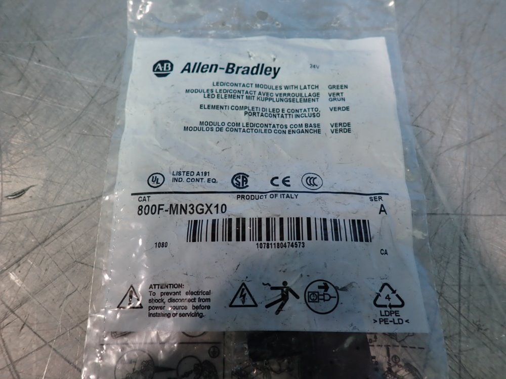 Allen Bradley Lot Of 3 Led Contact Modules W/latch - 800f-mn3gx10